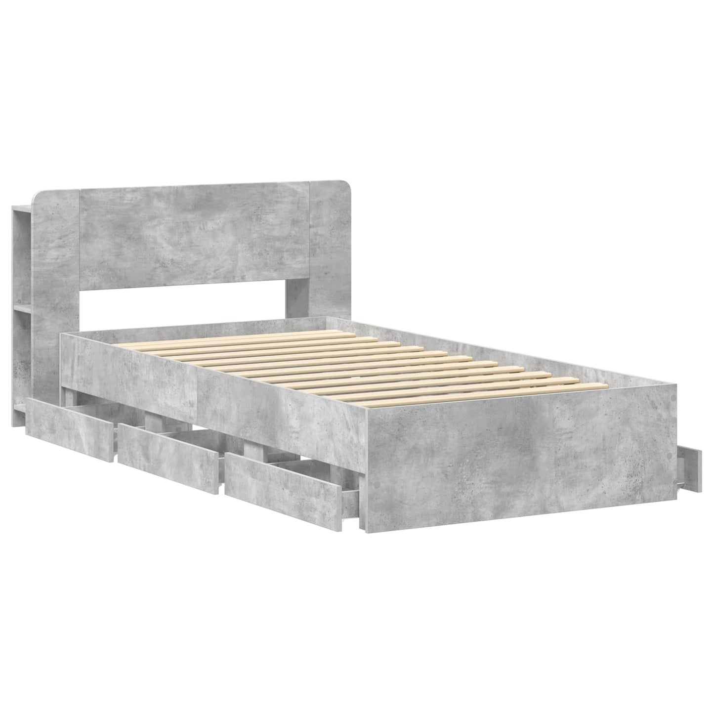 Bed Frame with Storage with Headboard Concrete Grey 80 x 200 cm