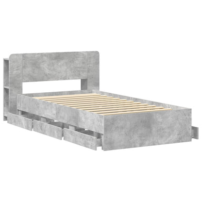 Bed Frame with Storage with Headboard Concrete Grey 80 x 200 cm