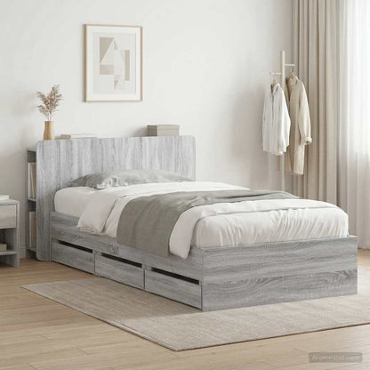 Bed Frame with Storage Grey Sonoma 80 x 200 cm Engineered Wood