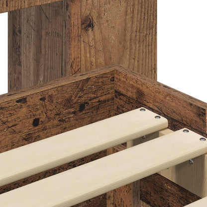 Bed Frame with Storage and Headboard Old Wood 80 x 200 cm