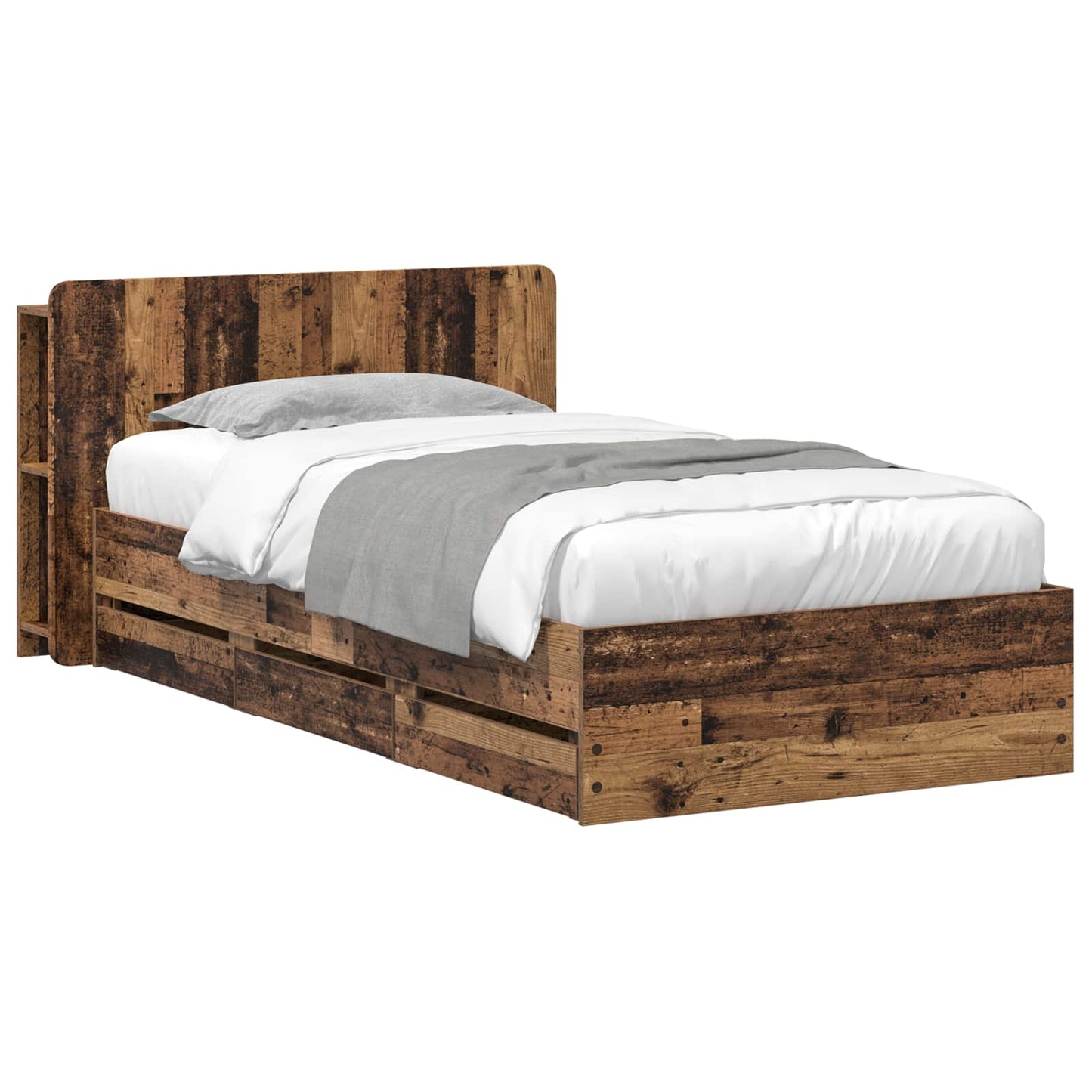 Bed Frame with Storage Old Wood 80 x 200 cm Engineered Wood