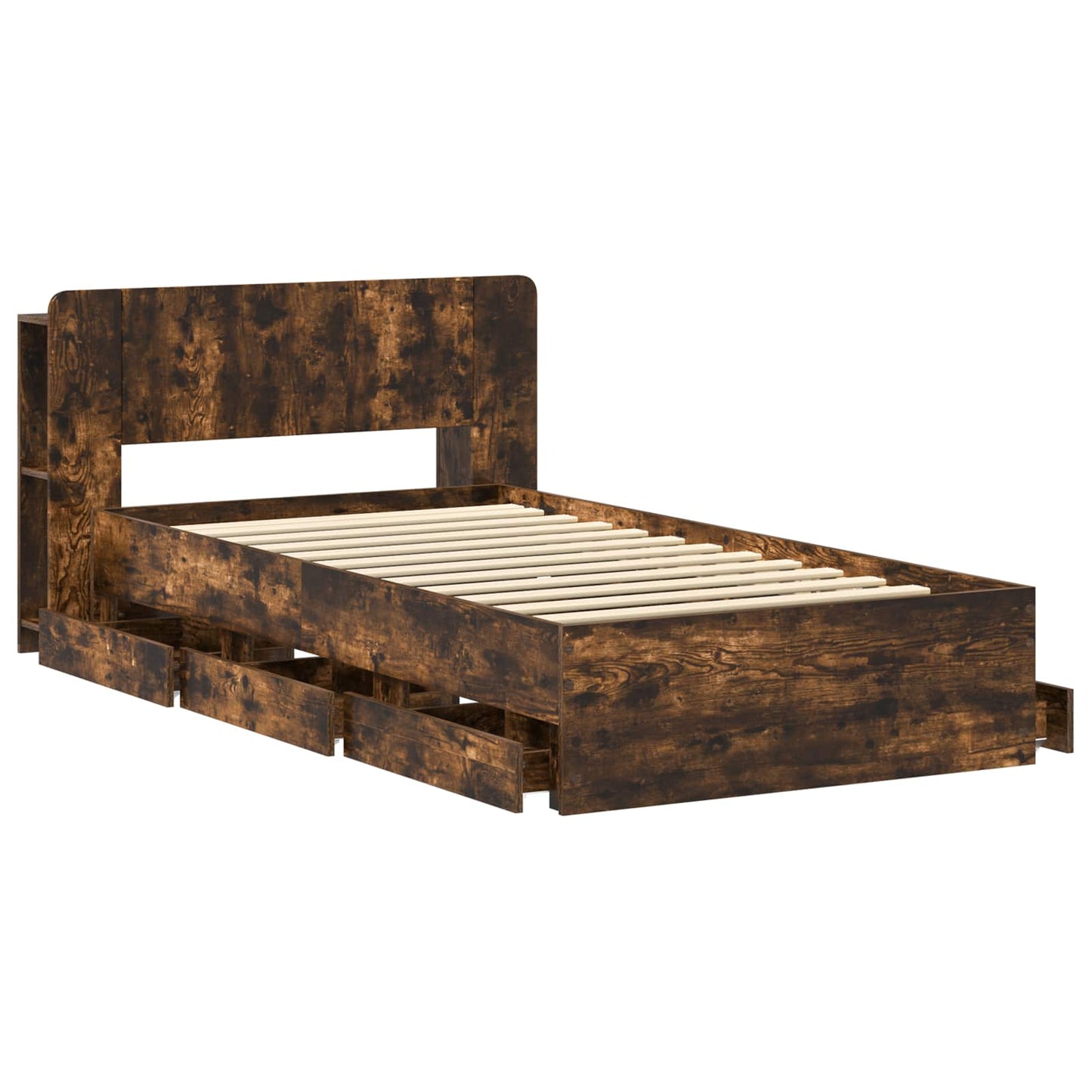 Bed Frame with Storage Smoked Oak 80 x 200 cm Engineered Wood
