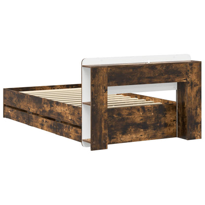 Bed Frame with Storage Smoked Oak 80 x 200 cm Engineered Wood