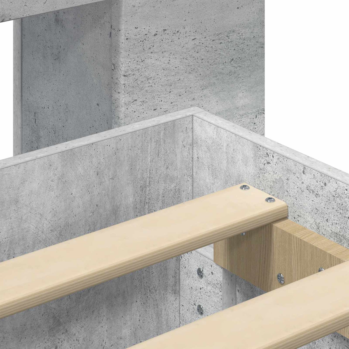 Bed Frame with Storage with Headboard Concrete Grey 90 x 190 cm