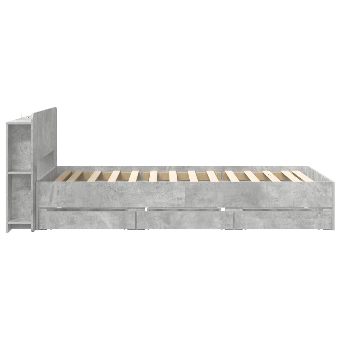Bed Frame with Storage with Headboard Concrete Grey 90 x 190 cm