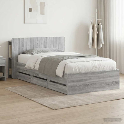Bed Frame with Storage Grey Sonoma 90 x 200 cm Engineered Wood