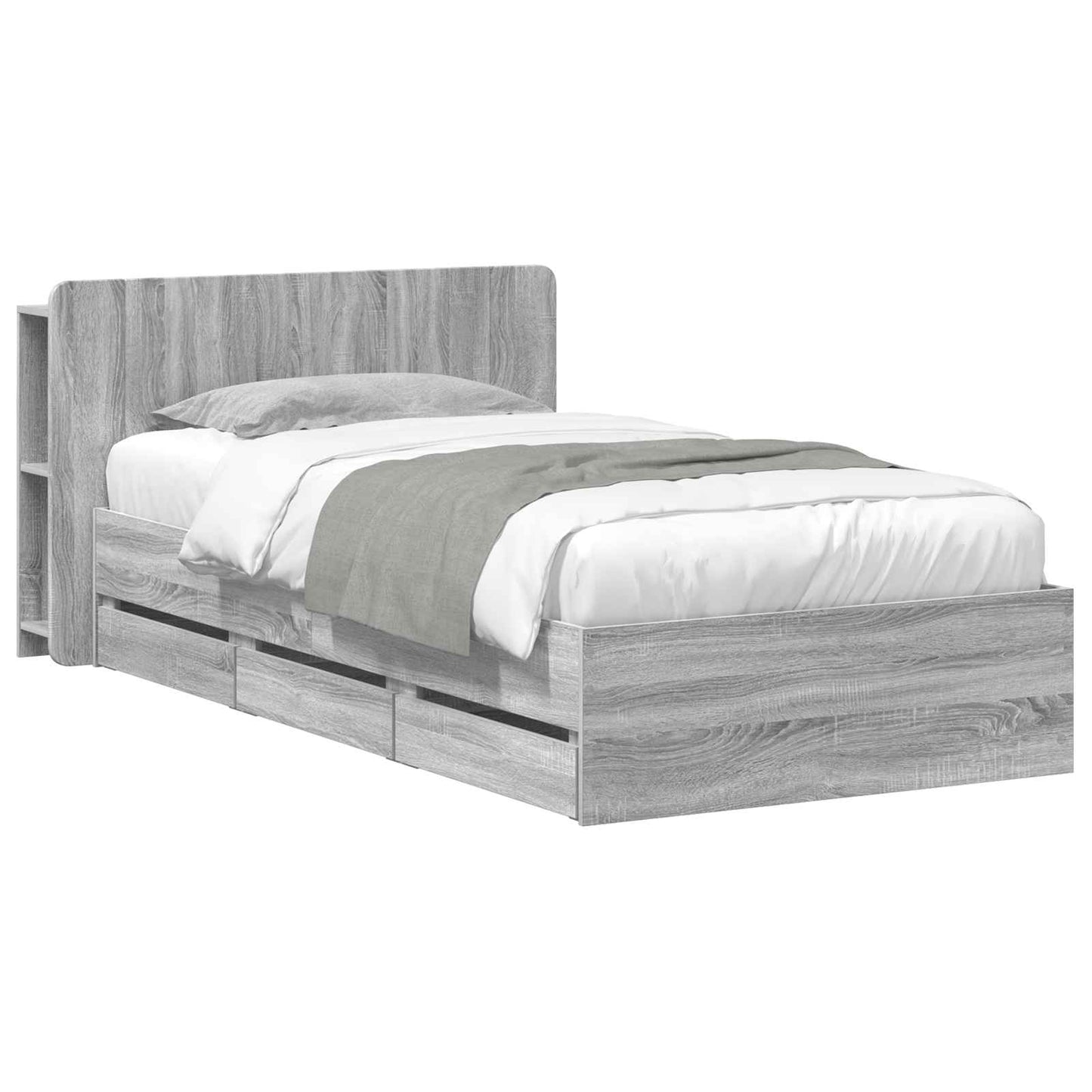 Bed Frame with Storage Grey Sonoma 90 x 200 cm Engineered Wood