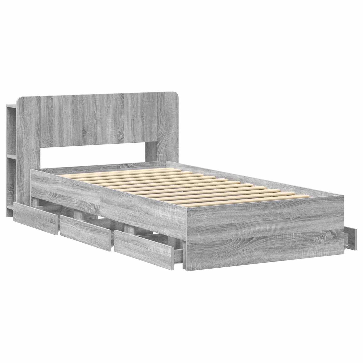 Bed Frame with Storage Grey Sonoma 90 x 200 cm Engineered Wood