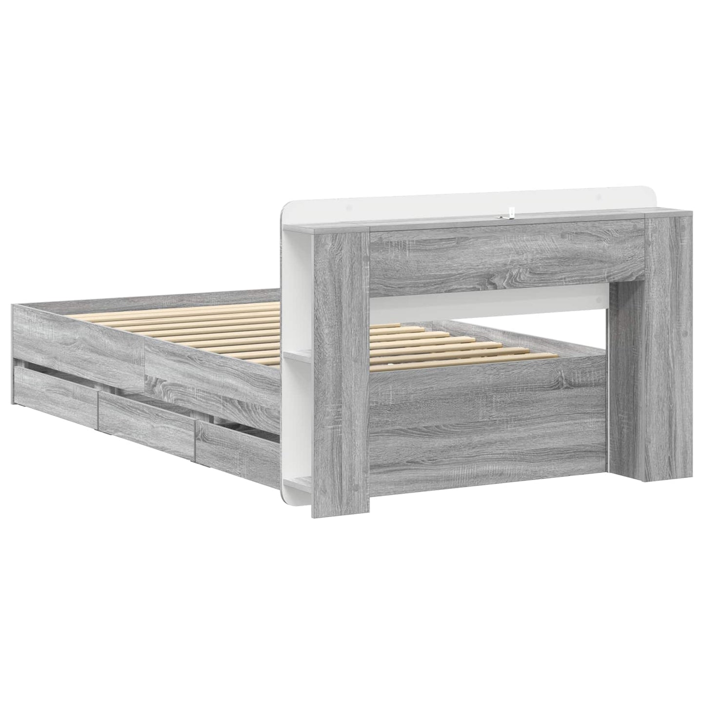 Bed Frame with Storage Grey Sonoma 90 x 200 cm Engineered Wood