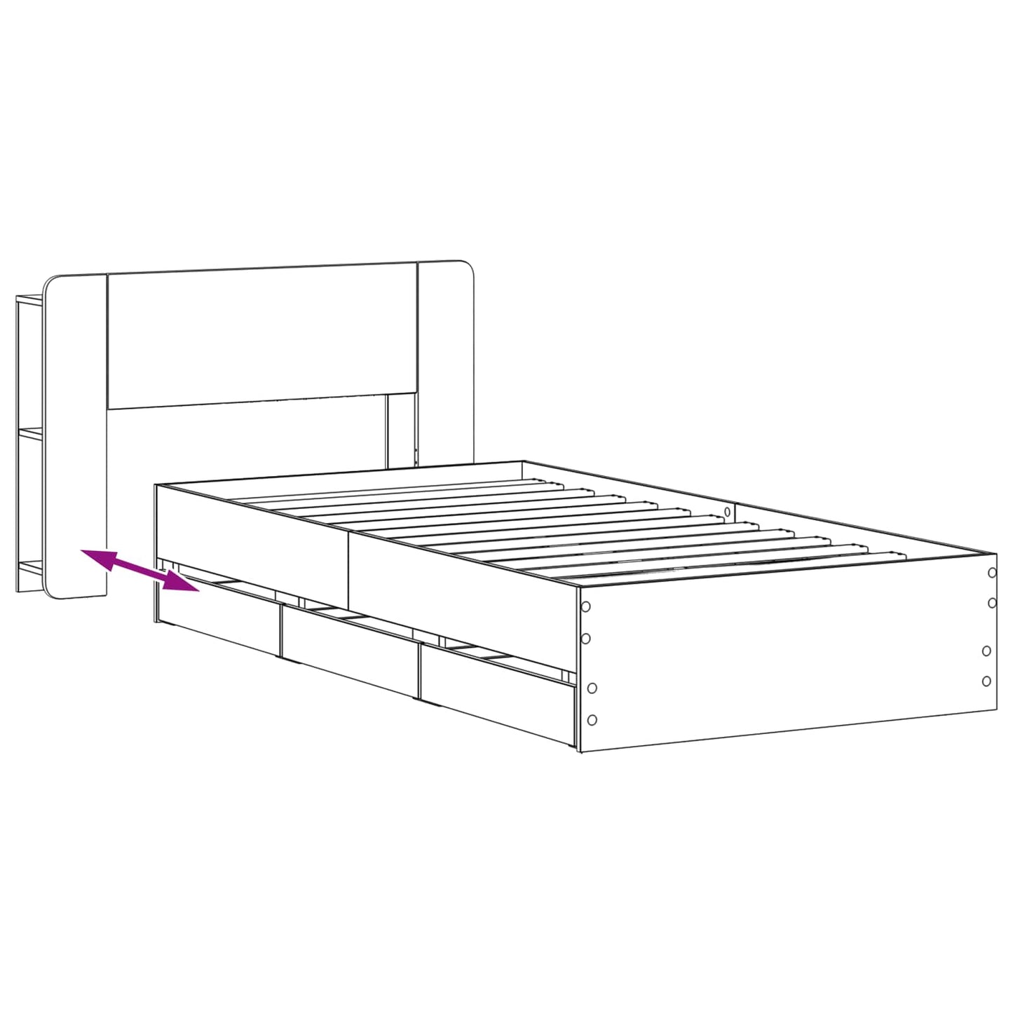 Bed Frame with Storage Grey Sonoma 90 x 200 cm Engineered Wood