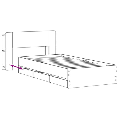 Bed Frame with Storage Grey Sonoma 90 x 200 cm Engineered Wood