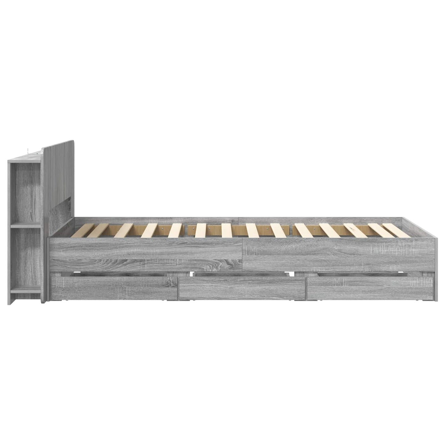 Bed Frame with Storage Grey Sonoma 90 x 200 cm Engineered Wood