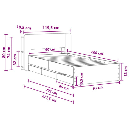 Bed Frame with Storage Grey Sonoma 90 x 200 cm Engineered Wood