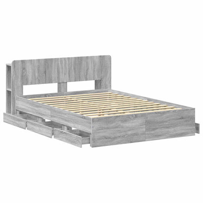 Bed Frame with Storage Grey Sonoma 140 x 200 cm Engineered Wood