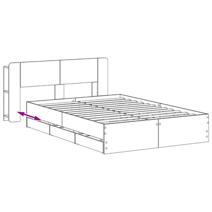 Bed Frame with Storage Grey Sonoma 140 x 200 cm Engineered Wood