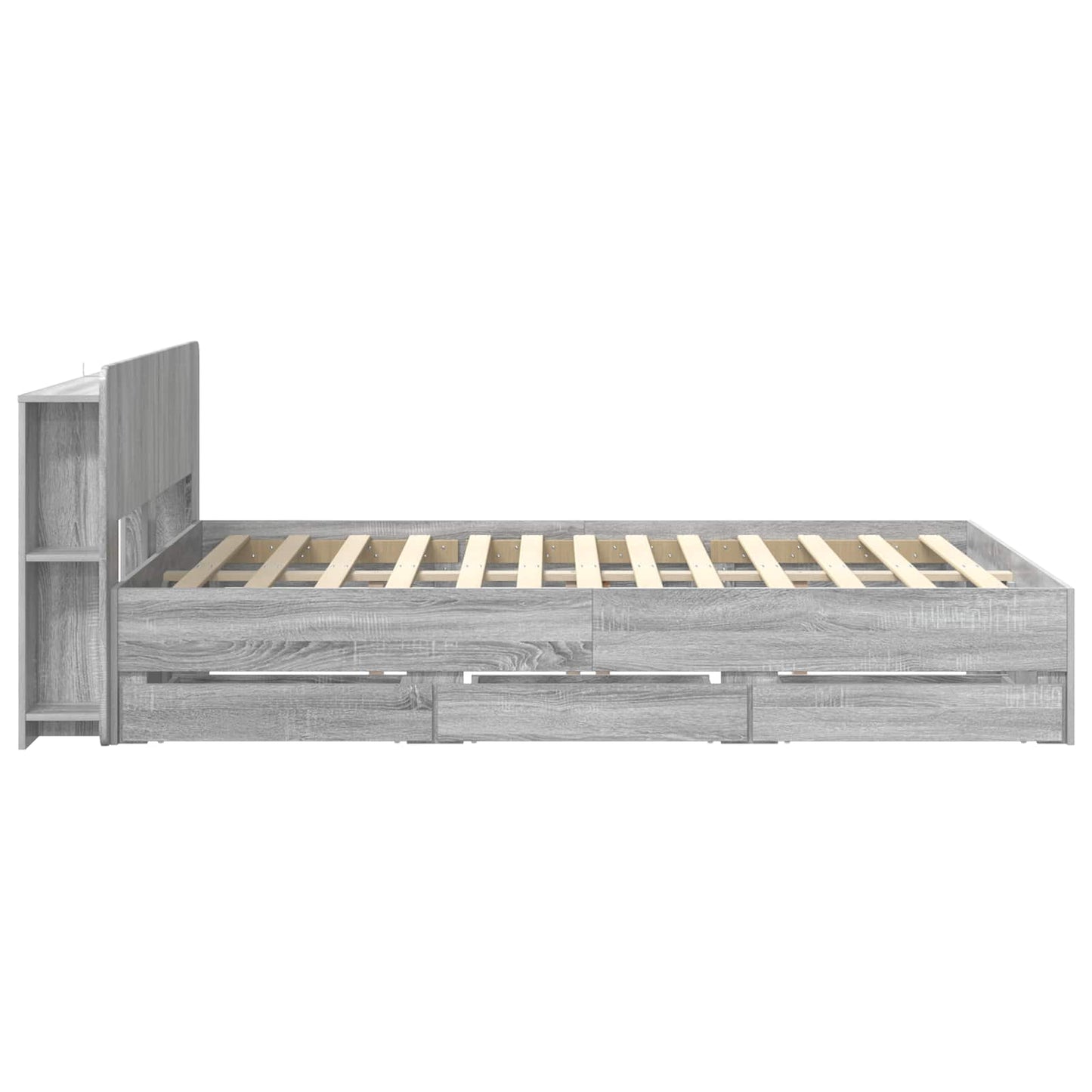 Bed Frame with Storage Grey Sonoma 140 x 200 cm Engineered Wood