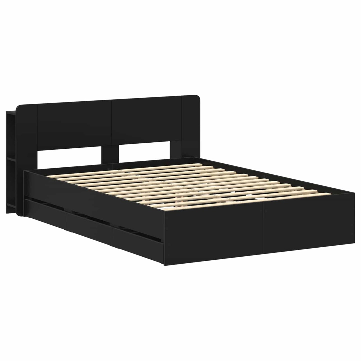Bed Frame with Storage Black 150 x 200 cm Engineered Wood
