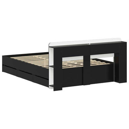Bed Frame with Storage Black 150 x 200 cm Engineered Wood