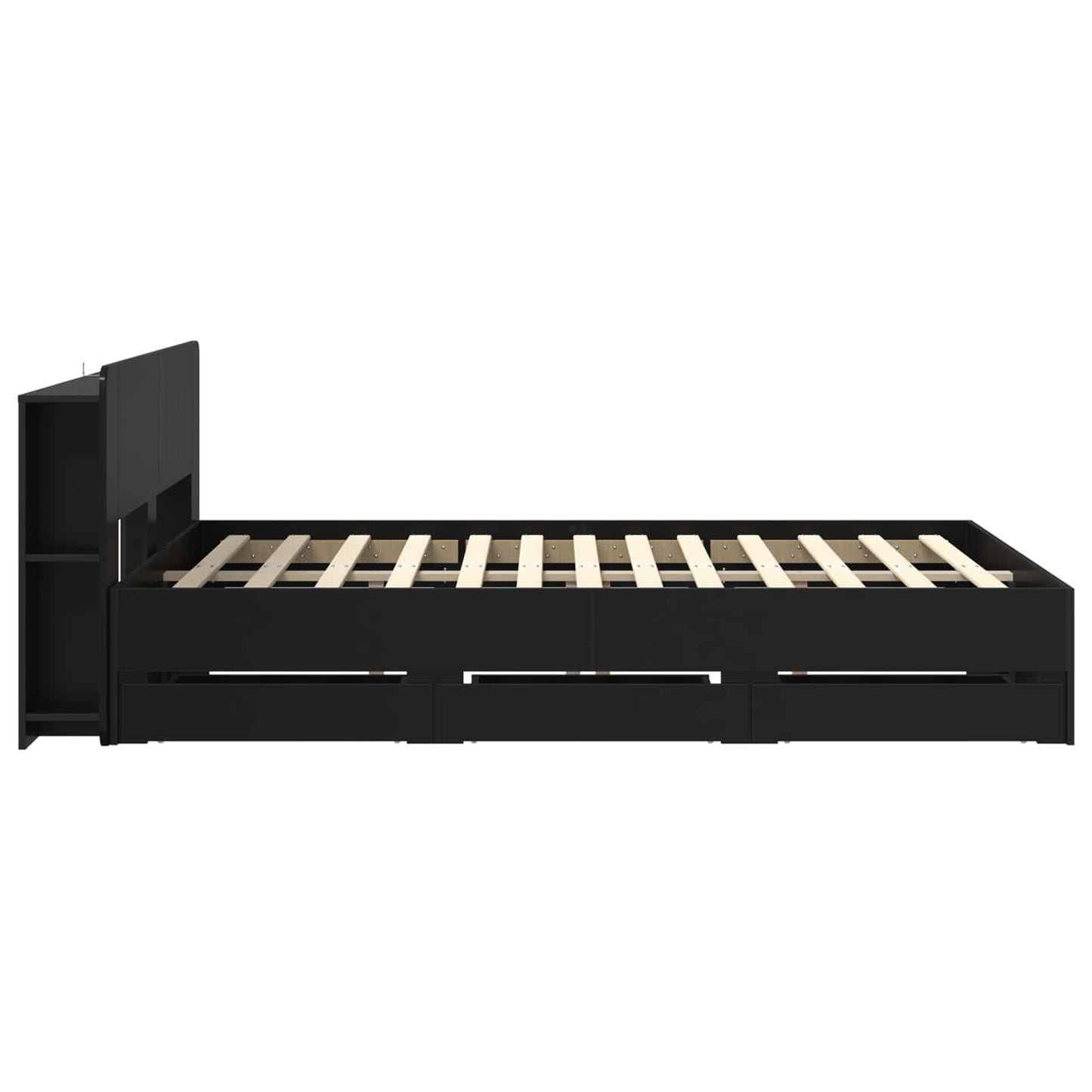 Bed Frame with Storage Black 150 x 200 cm Engineered Wood