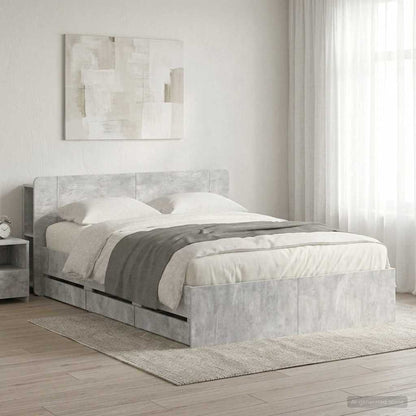 Bed Frame with Storage Concrete Grey 150 x 200 cm
