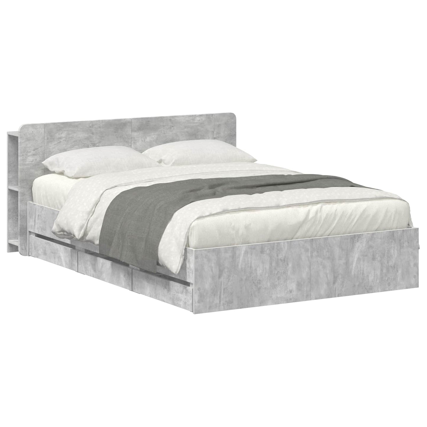 Bed Frame with Storage Concrete Grey 150 x 200 cm