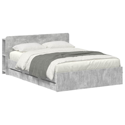 Bed Frame with Storage Concrete Grey 150 x 200 cm
