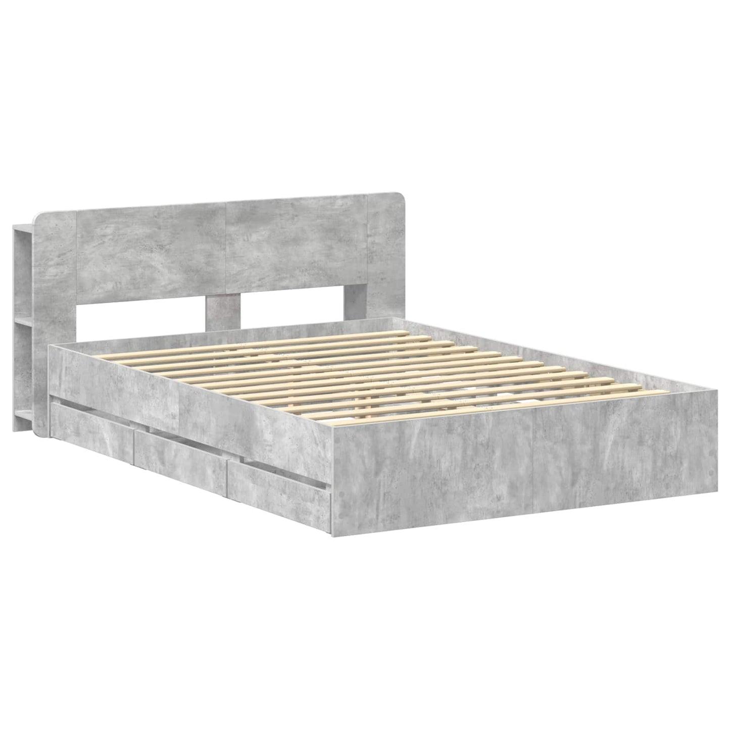 Bed Frame with Storage Concrete Grey 150 x 200 cm