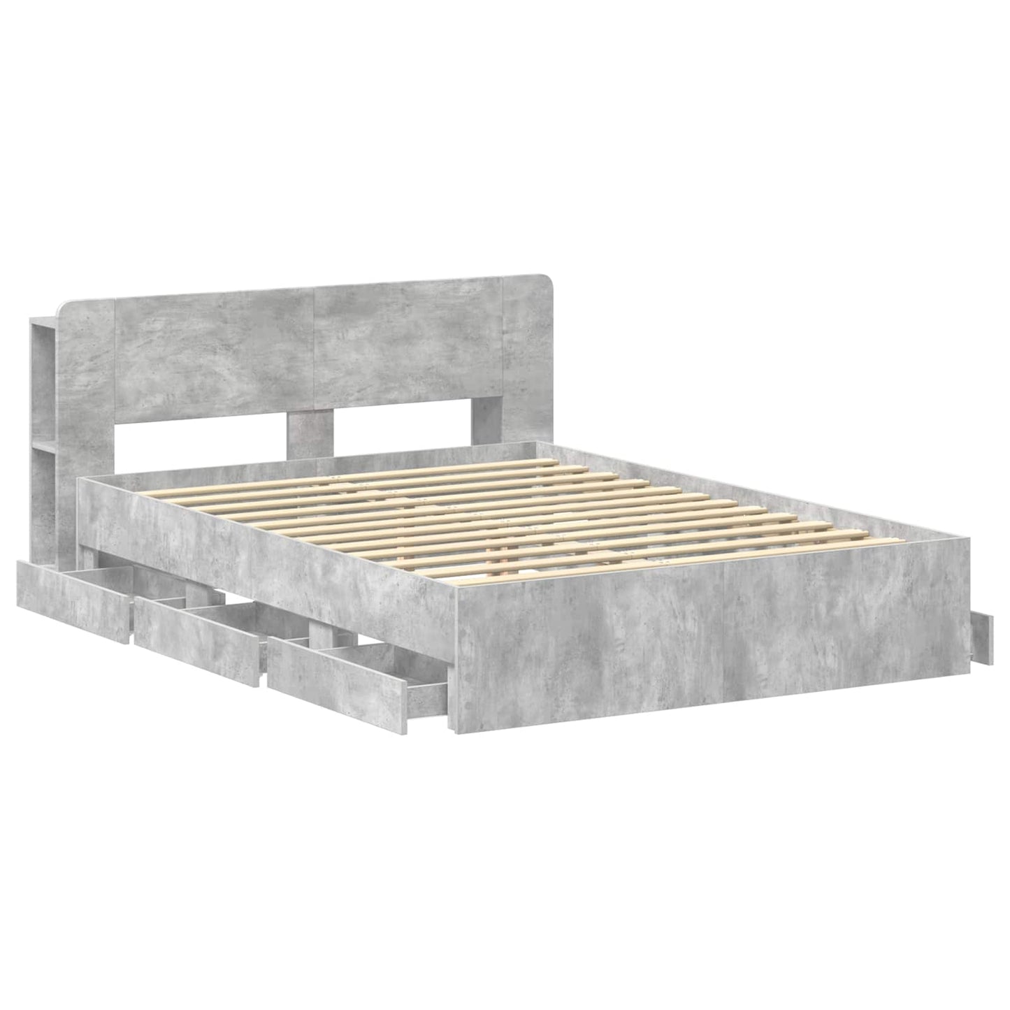 Bed Frame with Storage with Drawer Concrete Grey 150 x 200 cm