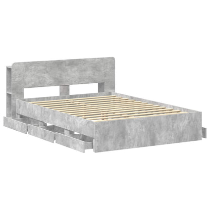 Bed Frame with Storage Concrete Grey 150 x 200 cm