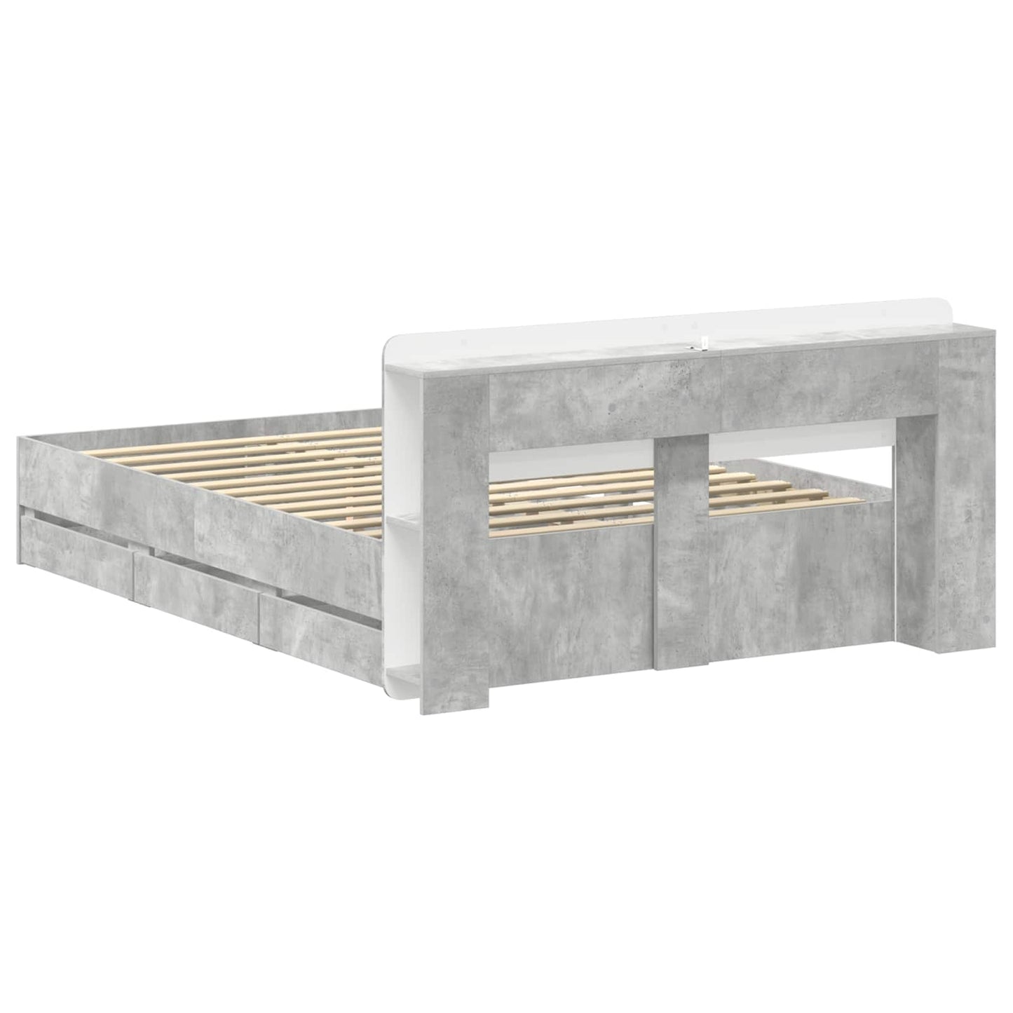 Bed Frame with Storage Concrete Grey 150 x 200 cm