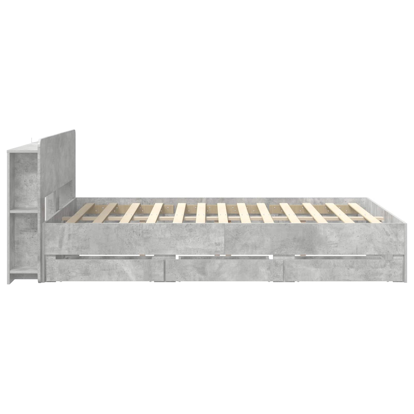 Bed Frame with Storage Concrete Grey 150 x 200 cm
