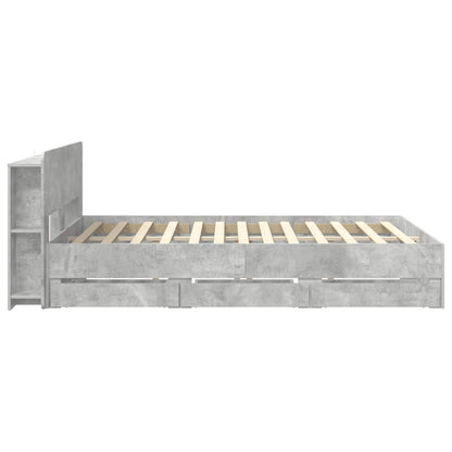 Bed Frame with Storage Concrete Grey 150 x 200 cm