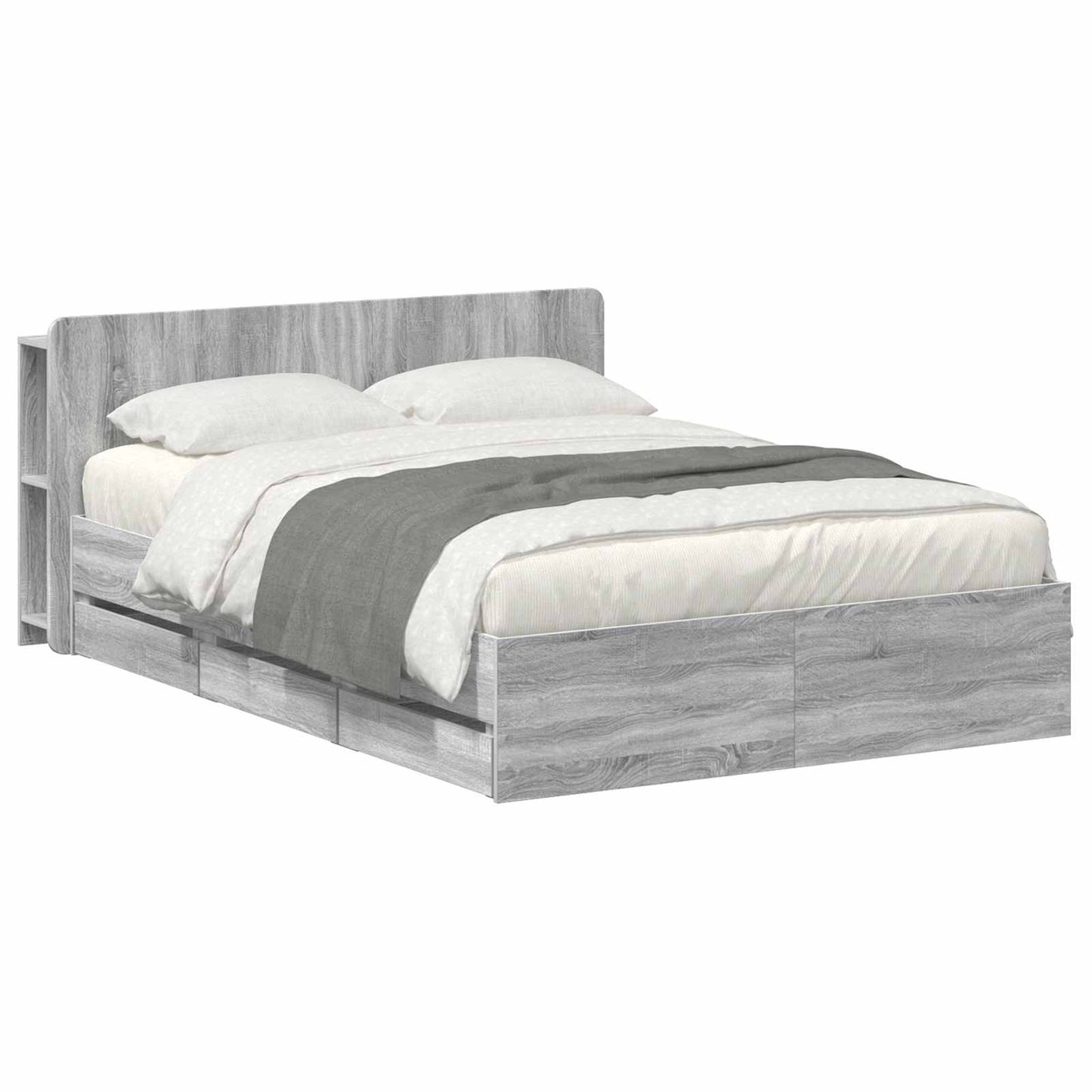 Bed Frame with Storage Grey Sonoma 150 x 200 cm Engineered Wood