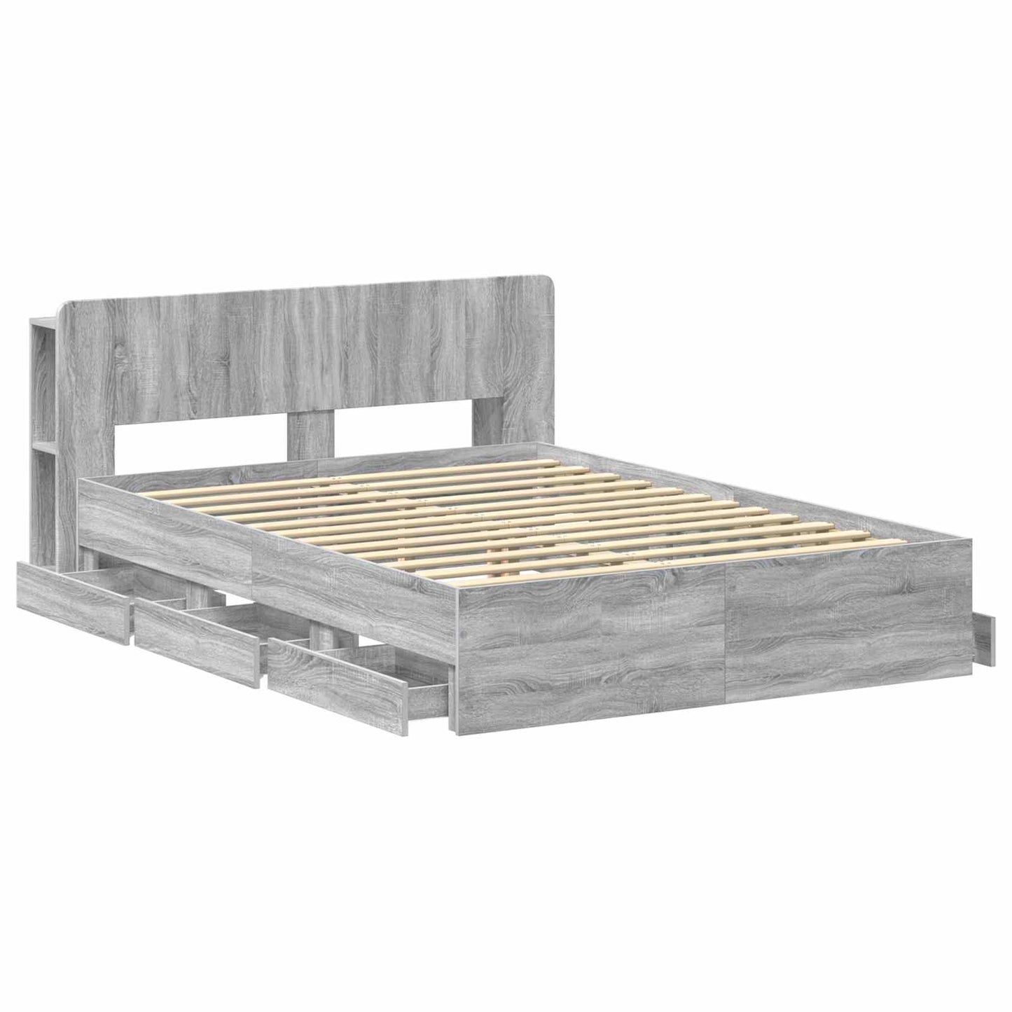 Bed Frame with Storage Grey Sonoma 150 x 200 cm Engineered Wood