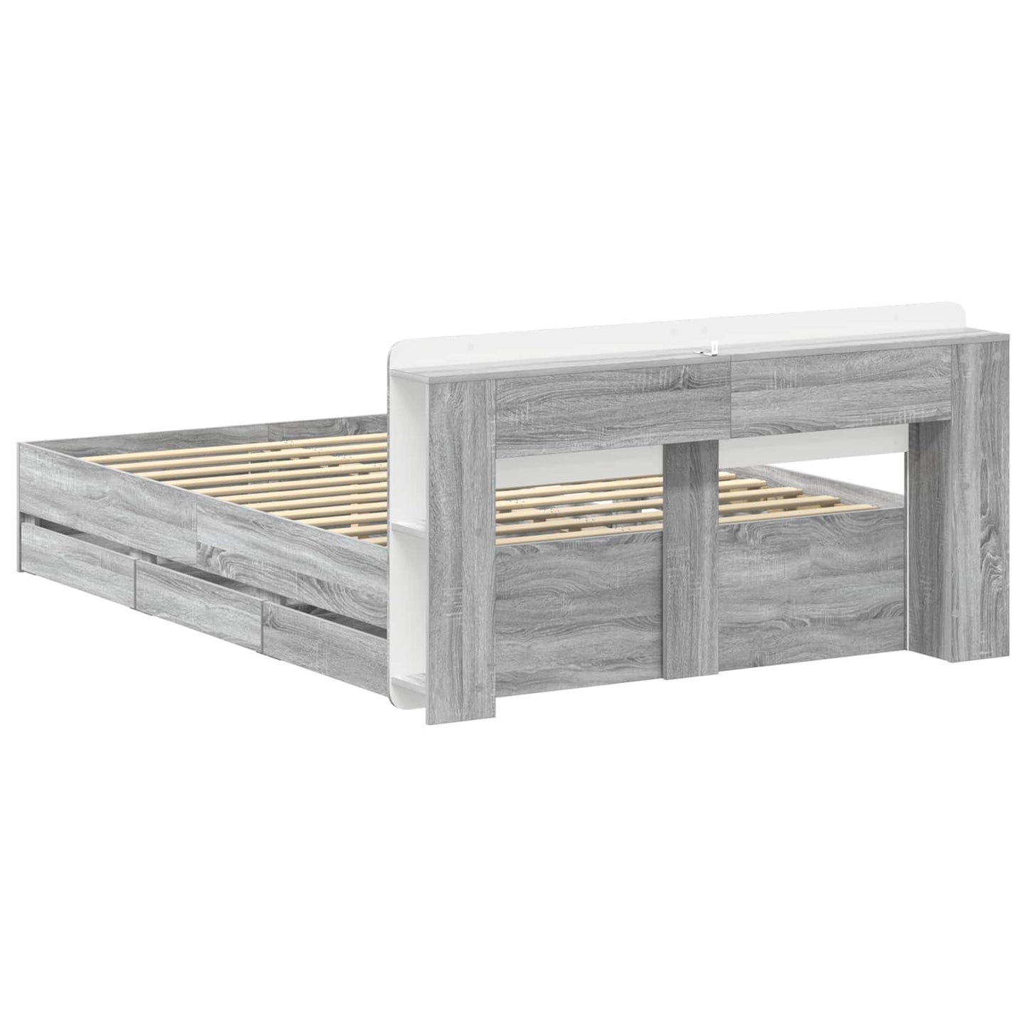 Bed Frame with Storage Grey Sonoma 150 x 200 cm Engineered Wood