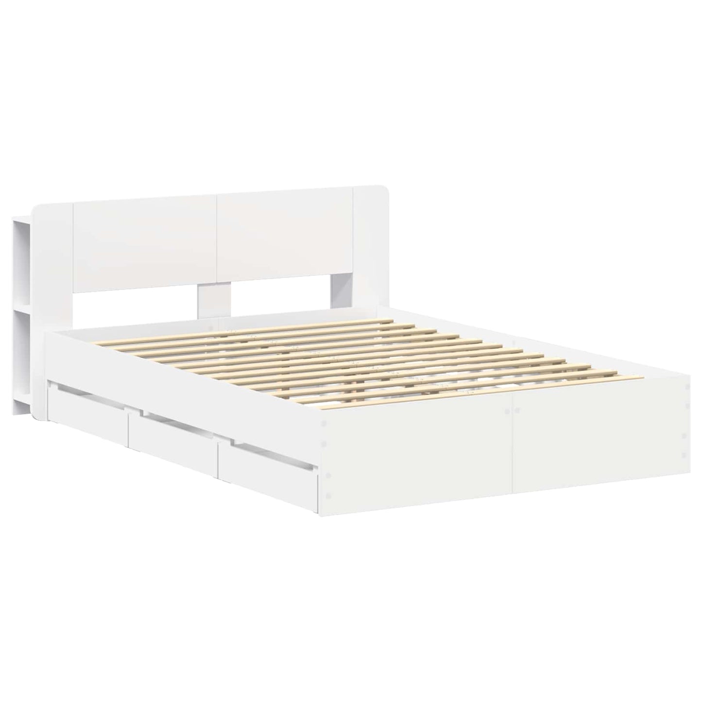 Bed Frame with Storage and Headboard White 150 x 200 cm