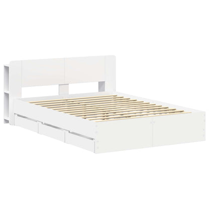 Bed Frame with Storage and Headboard White 150 x 200 cm