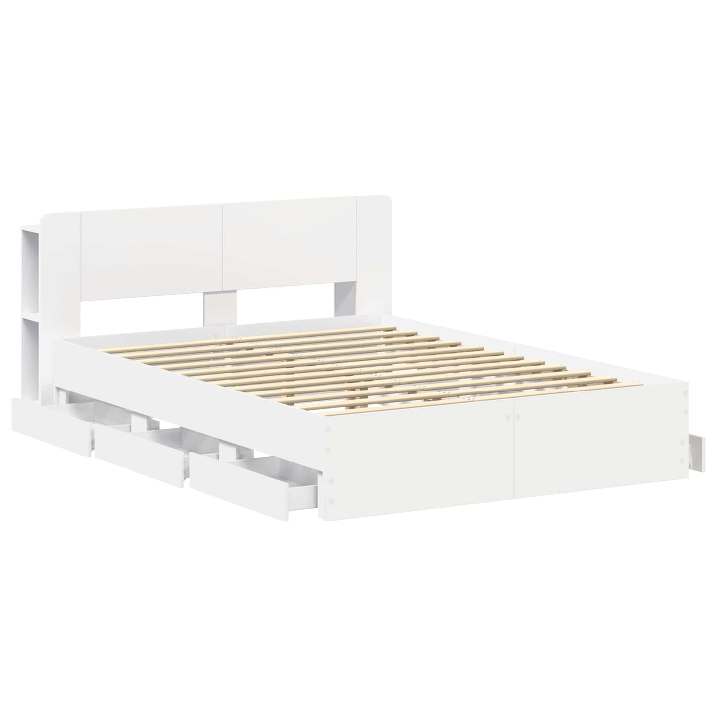 Bed Frame with Storage and Headboard White 150 x 200 cm