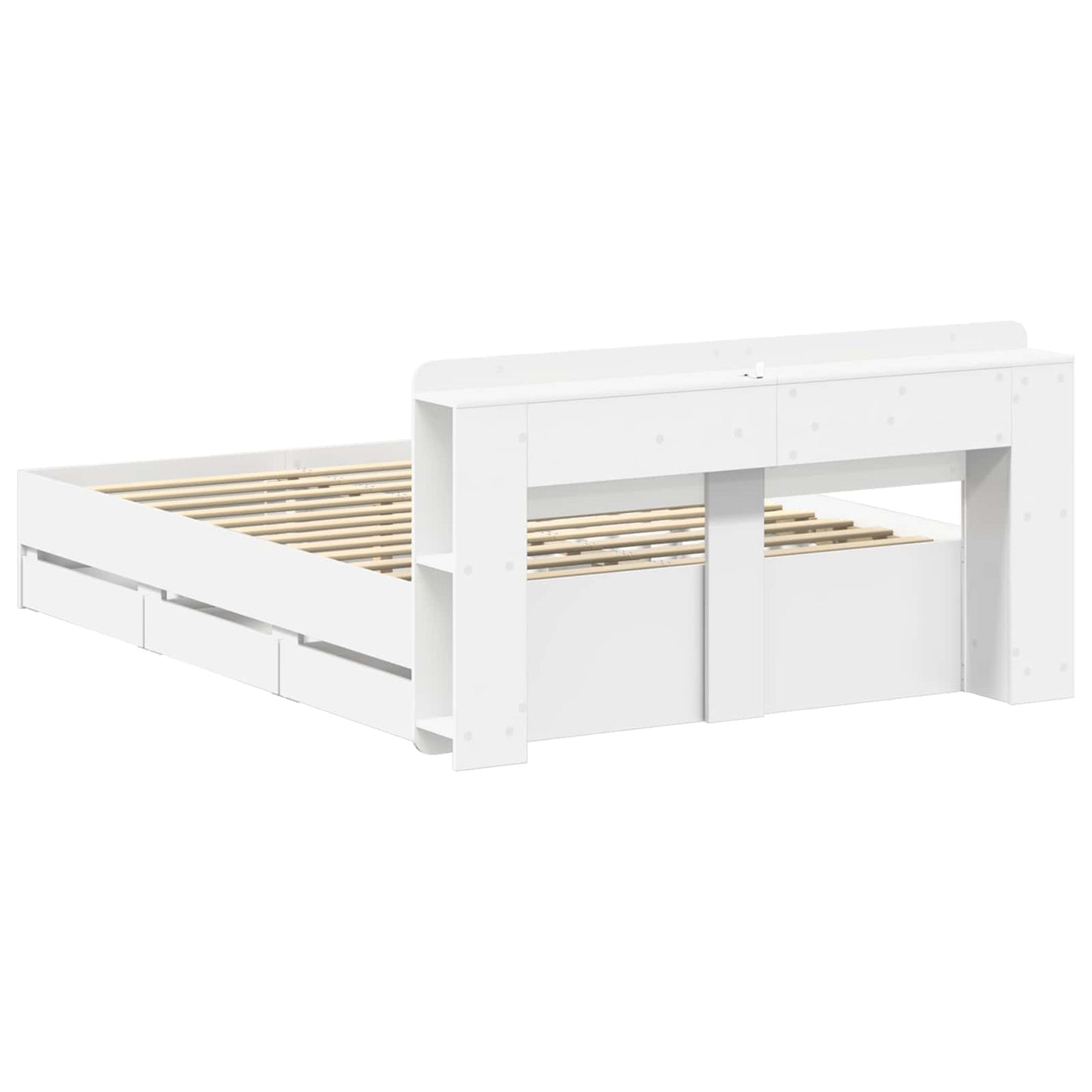 Bed Frame with Storage and Headboard White 150 x 200 cm