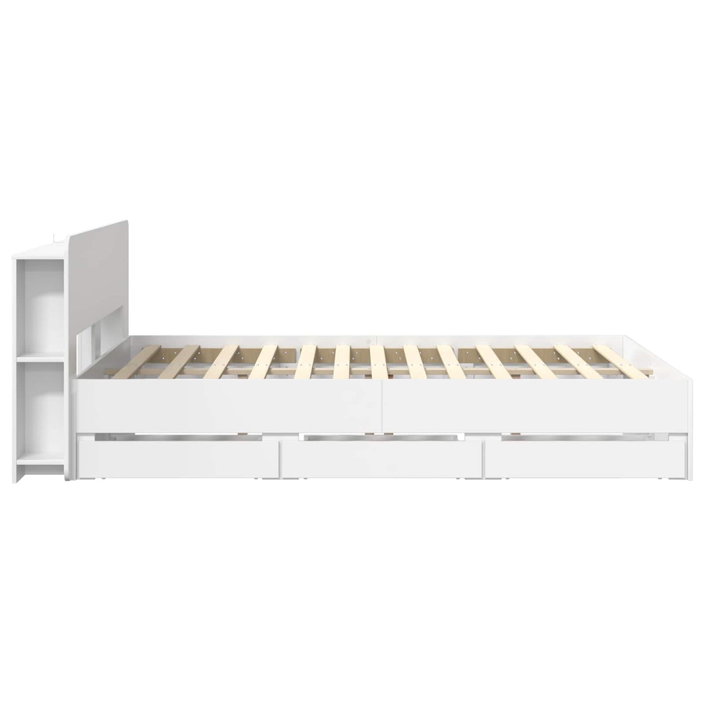 Bed Frame with Storage and Headboard White 150 x 200 cm