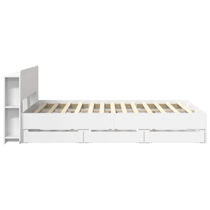 Bed Frame with Storage and Headboard White 150 x 200 cm