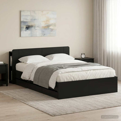 Bed Frame with Storage Black 160 x 200 cm Engineered Wood