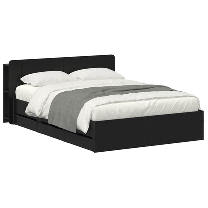 Bed Frame with Storage Black 160 x 200 cm Engineered Wood