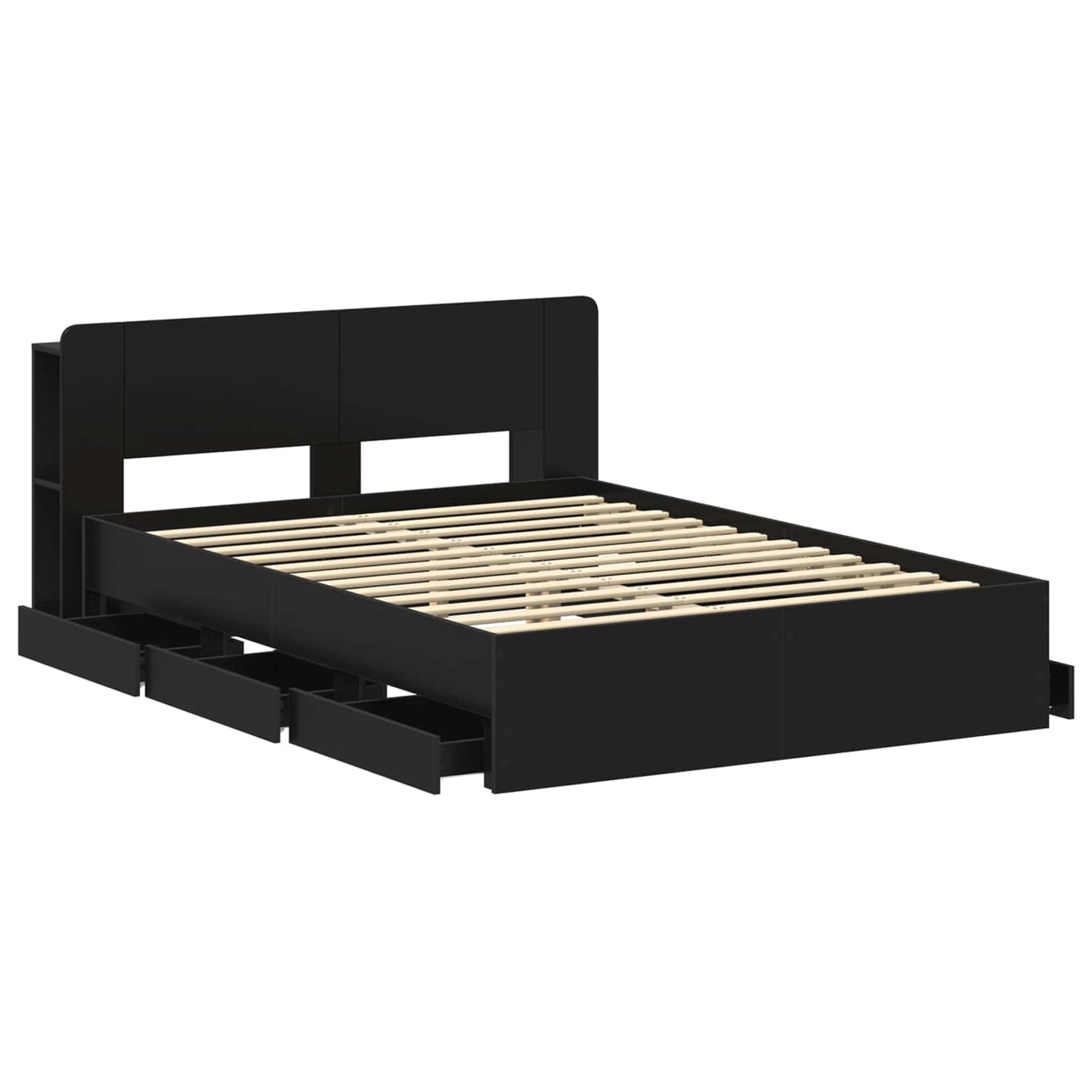 Bed Frame with Storage Black 160 x 200 cm Engineered Wood
