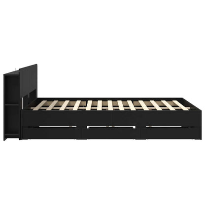 Bed Frame with Storage Black 160 x 200 cm Engineered Wood