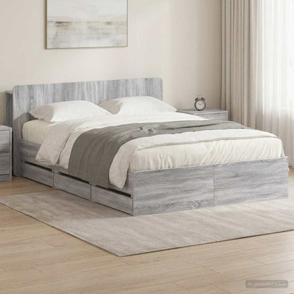 Bed Frame with Storage Grey Sonoma 160 x 200 cm Engineered Wood