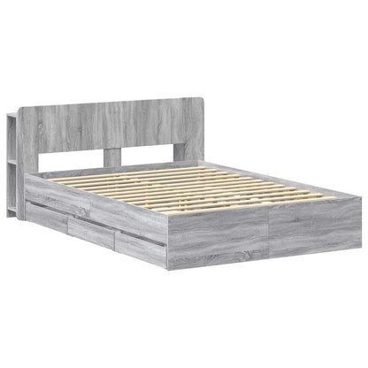 Bed Frame with Storage Grey Sonoma 160 x 200 cm Engineered Wood