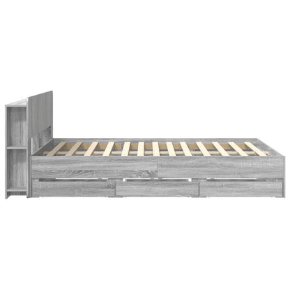 Bed Frame with Storage Grey Sonoma 160 x 200 cm Engineered Wood