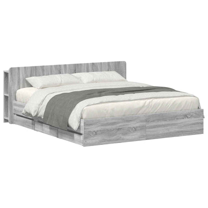 Bed Frame with Storage Grey Sonoma 180 x 200 cm Engineered Wood