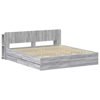 Bed Frame with Storage Grey Sonoma 180 x 200 cm Engineered Wood